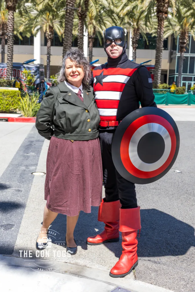 Cosplay of Captain America and Peggy Carter from Marvel at WonderCon 2024